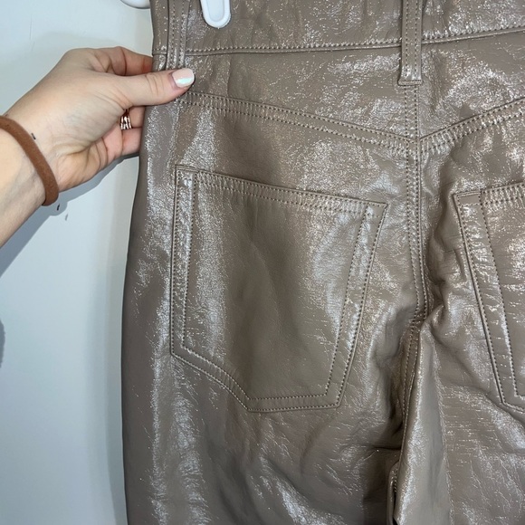 Abercrombie & Fitch The 90's Straight Ultra High Rise Faux Leather Pants Tan 28 - Picture 13 of 14